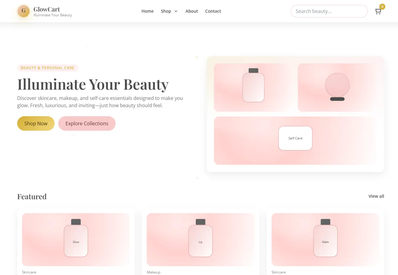 Glowcart e-commerce website preview